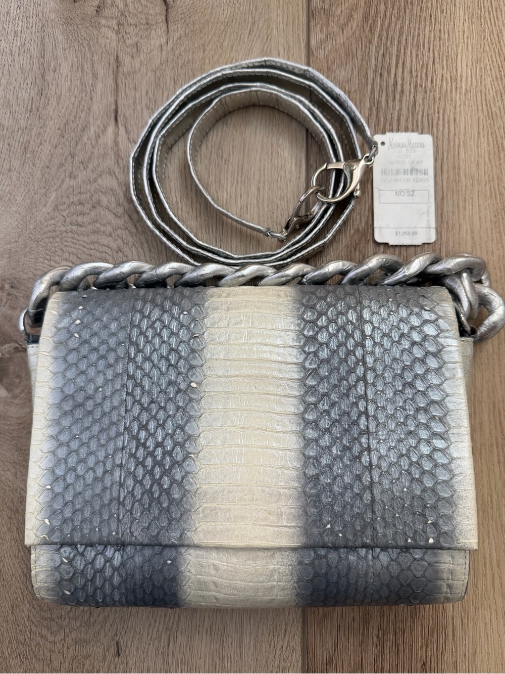 Nancy Gonzalez Silver & Cream Python Crossbody Bag